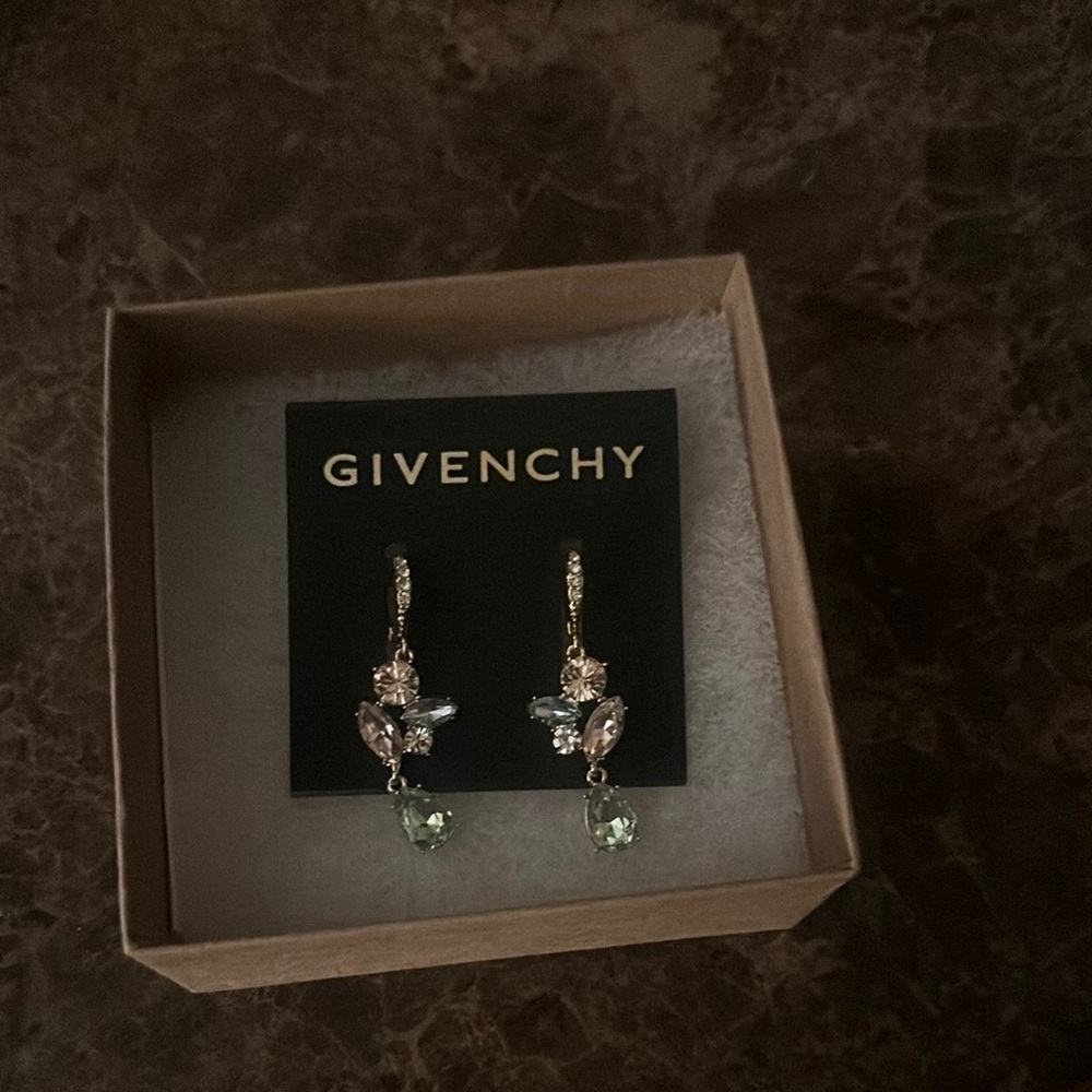 Givenchy Green and Gold Dangle Earrings